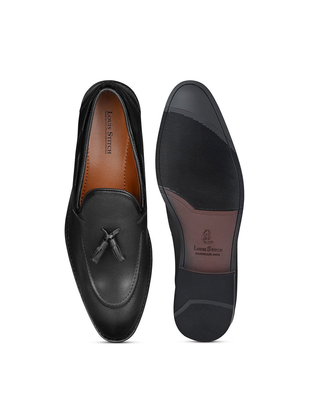 Jet Black Handcrafted Tassel Moccasin Slipon