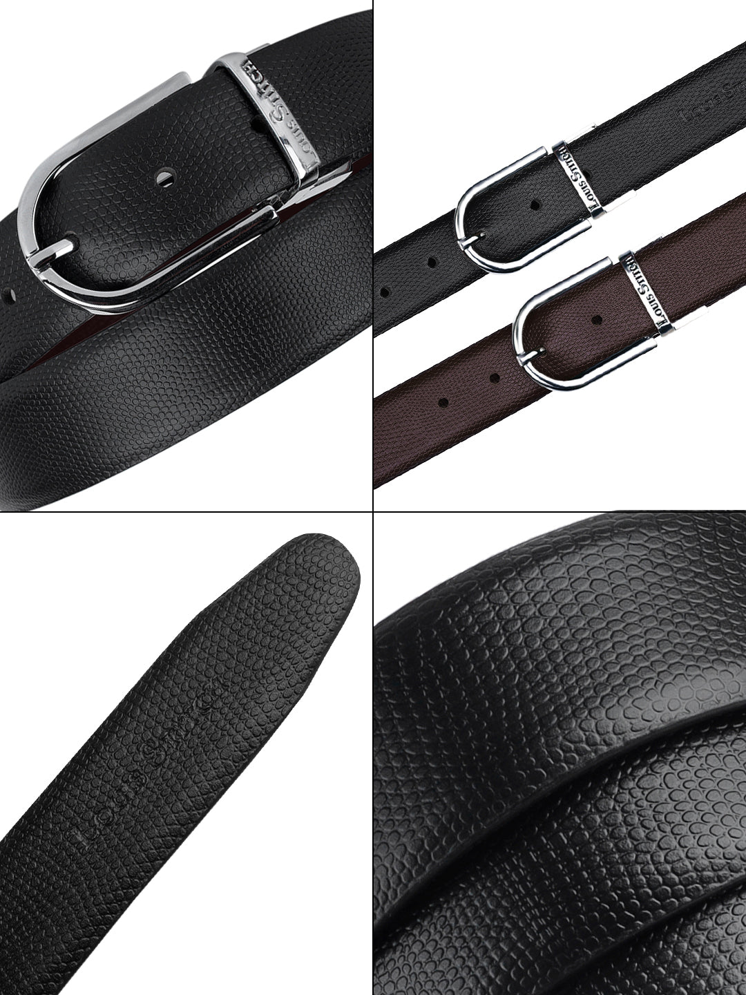 Men's Black & Brown Formal Italian Leather Reversible Belt For Men