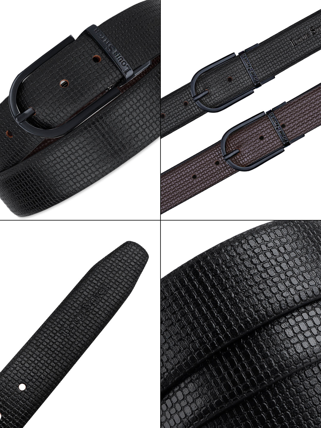 Men's Black & Brown Formal Italian Leather Reversible Belt For Men