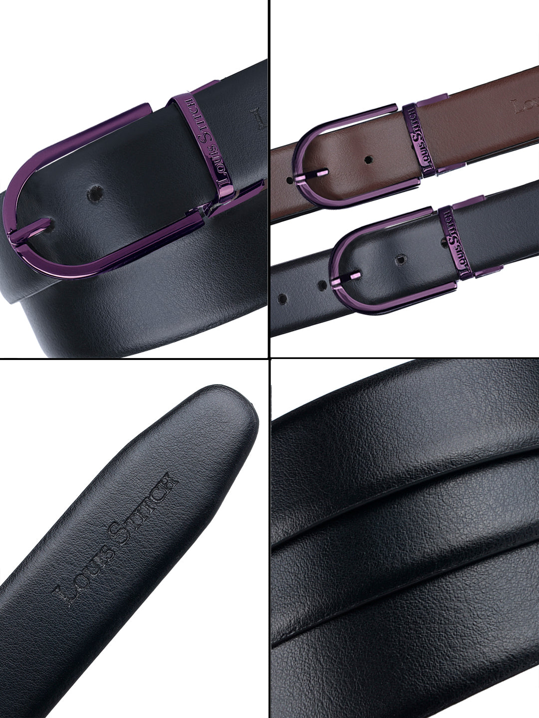 Men's Black & Brown Formal Italian Leather Reversible Belt For Men