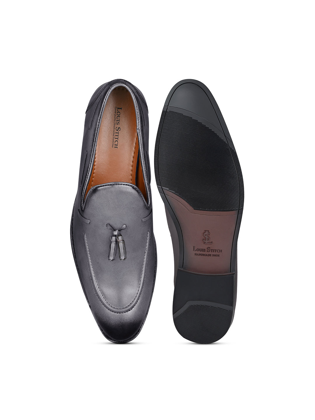 Ash Grey Handcrafted Tassel Moccasin Slipon