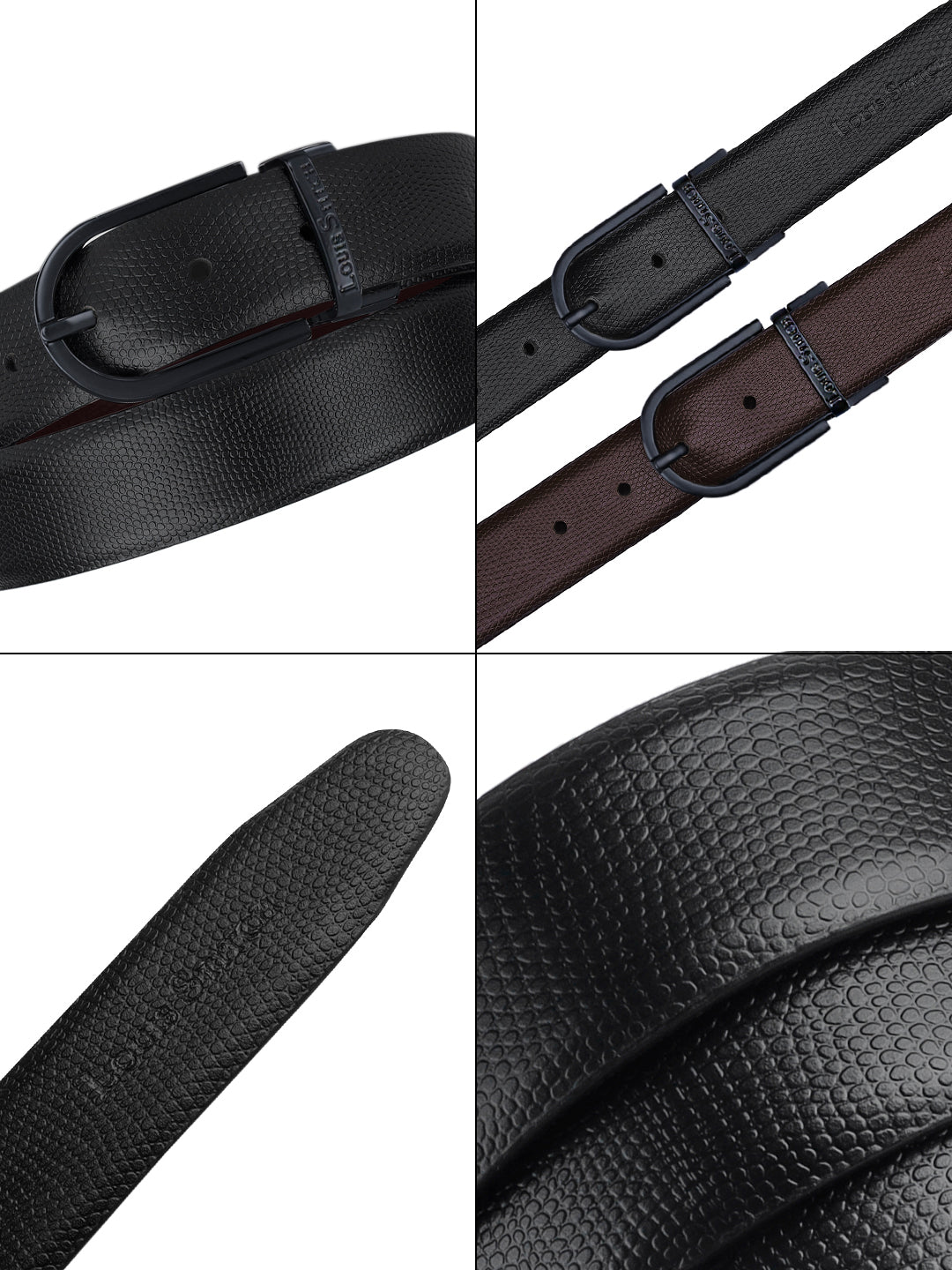 Men's Black & Brown Formal Italian Leather Reversible Belt For Men