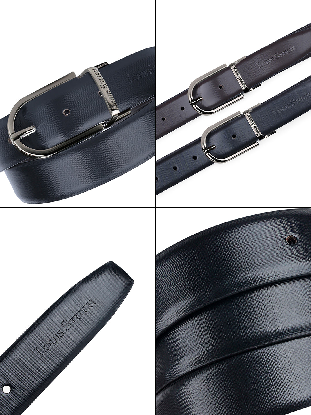 Men's Black & Brown Formal Italian Leather Reversible Belt For Men