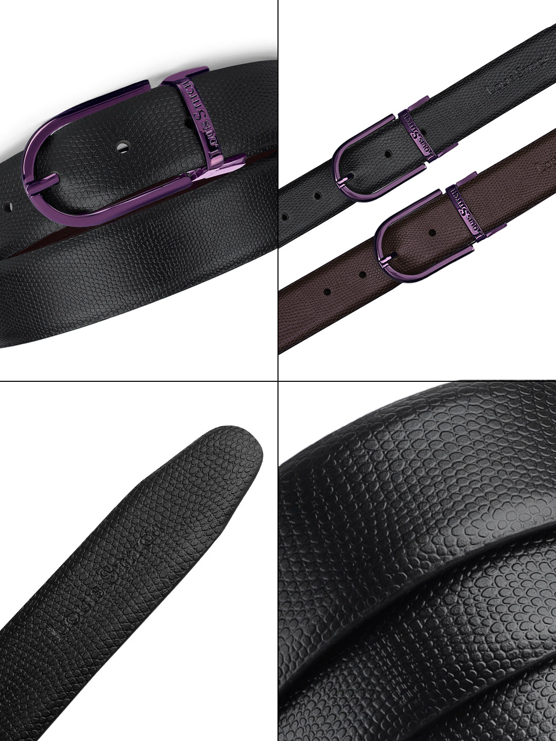 Men's Black & Brown Formal Italian Leather Reversible Belt For Men