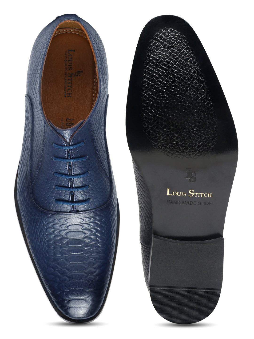 Federal Blue Handmade Premium Italian Leather Derby Shoes