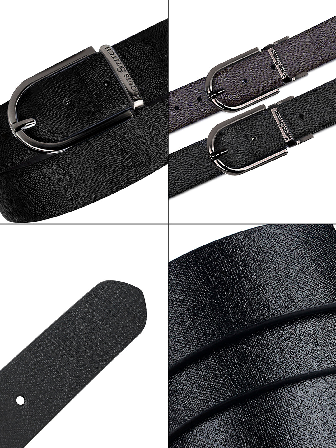 Men's Black & Brown Formal Italian Leather Reversible Belt For Men