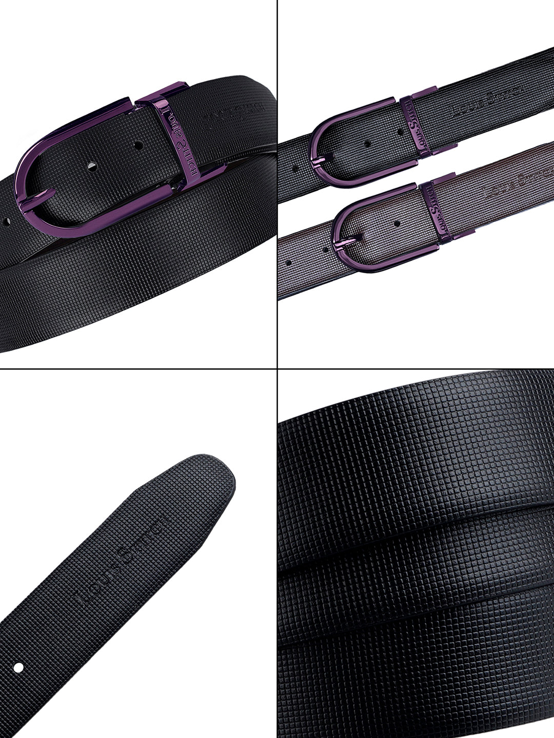 Men's Black & Brown Formal Italian Leather Reversible Belt For Men