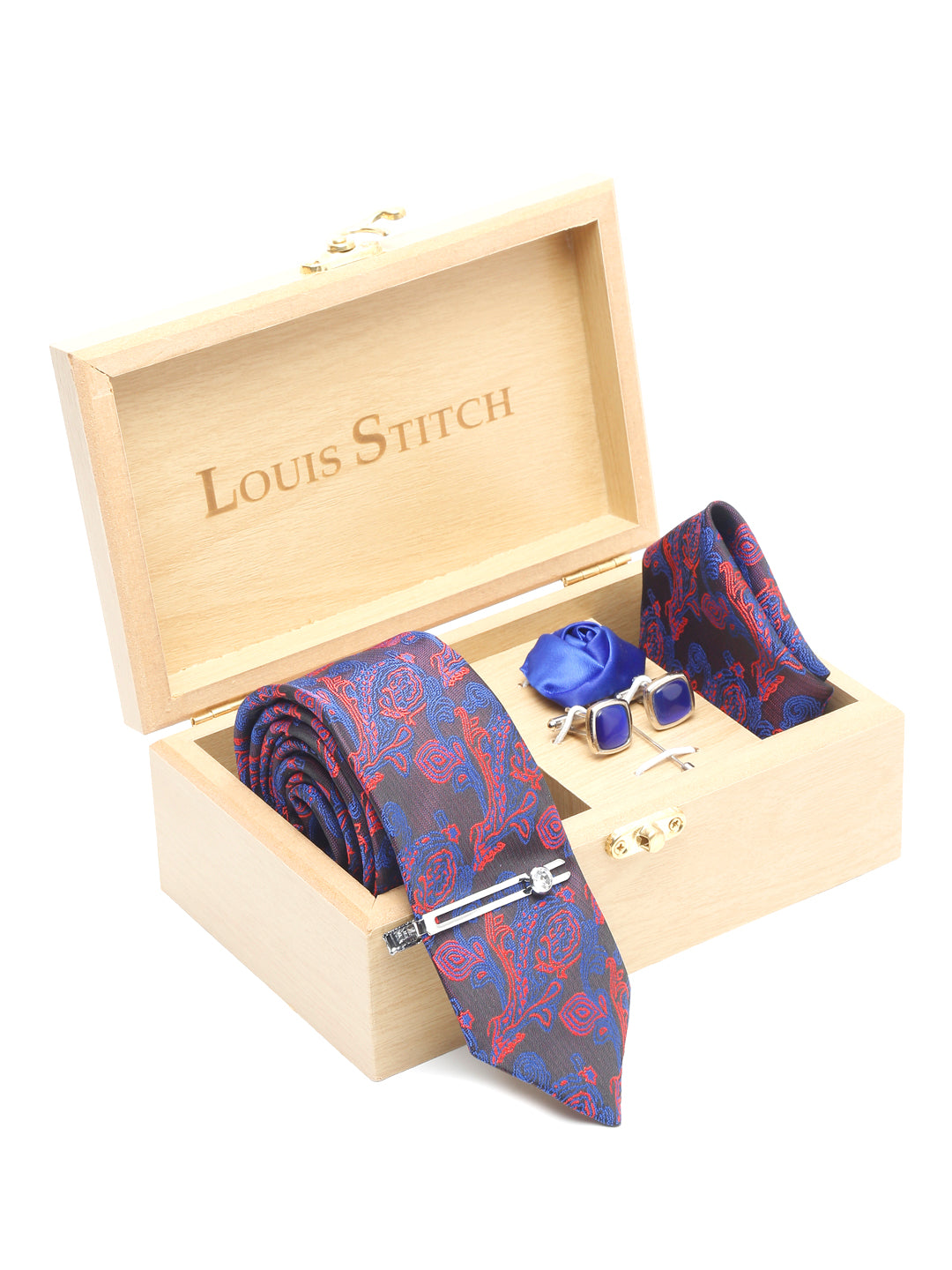 Lilac Purple Luxury Italian Silk Necktie Set With Pocket Square Cufflinks Brooch Chrome Tie pin