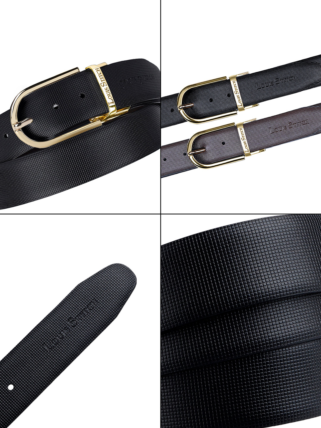 Men's Black & Brown Formal Italian Leather Reversible Belt For Men