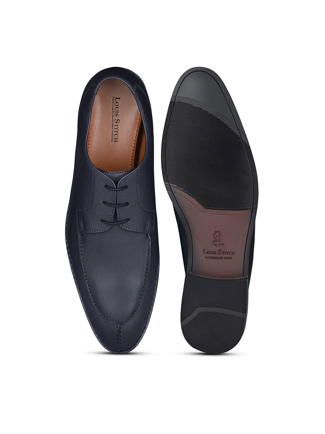 Federal Blue Handcrafted Derby Laceups Shoes