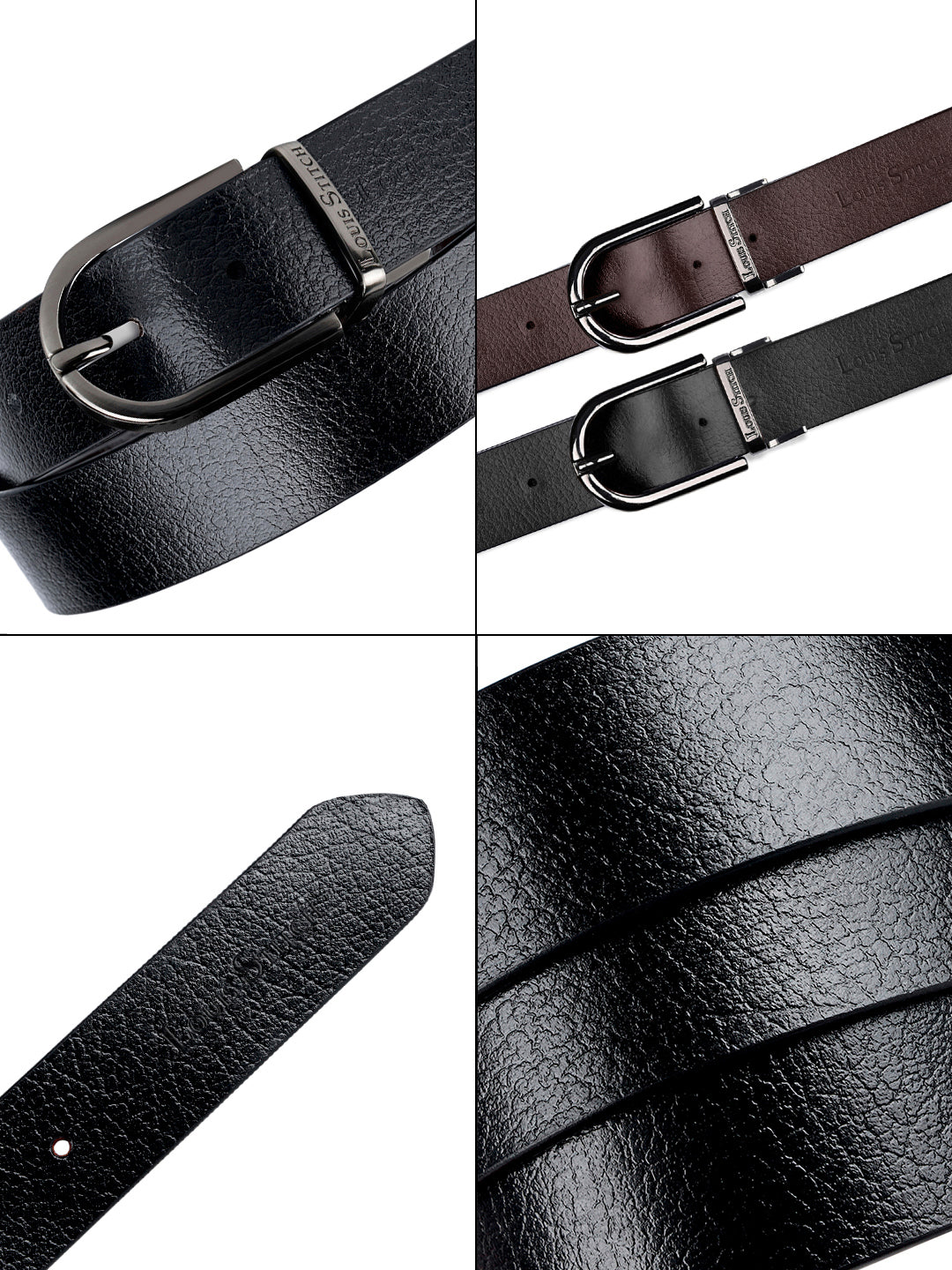 Men's Black & Brown Formal Italian Leather Reversible Belt For Men