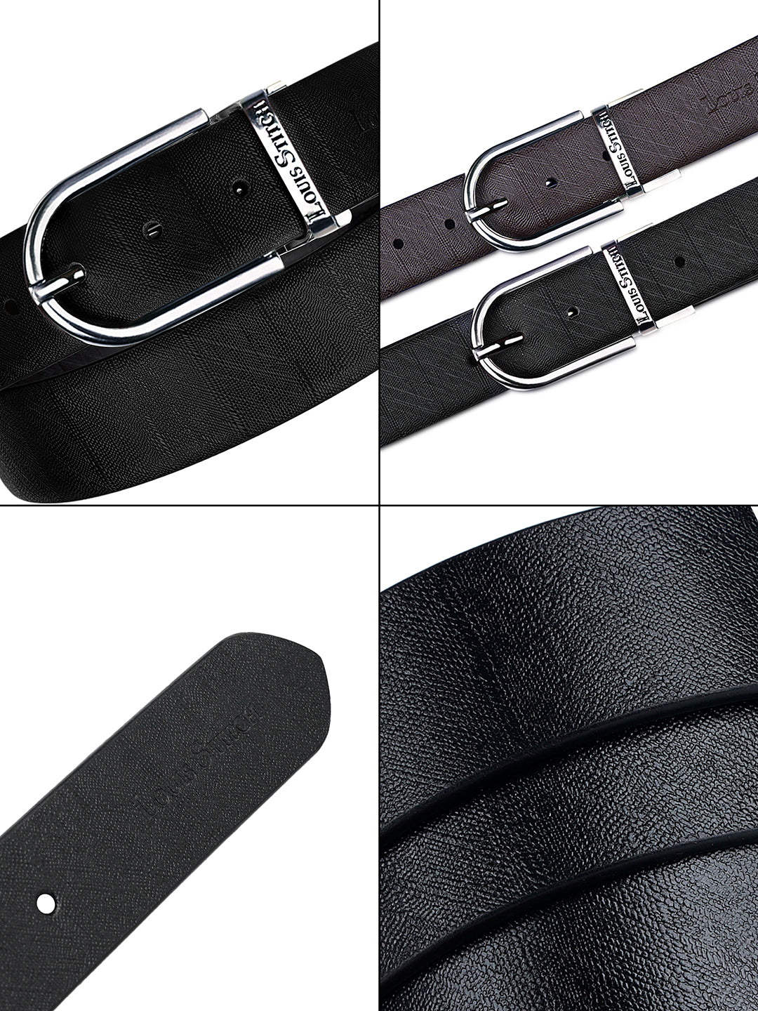 Men's Black & Brown Formal Italian Leather Reversible Belt For Men