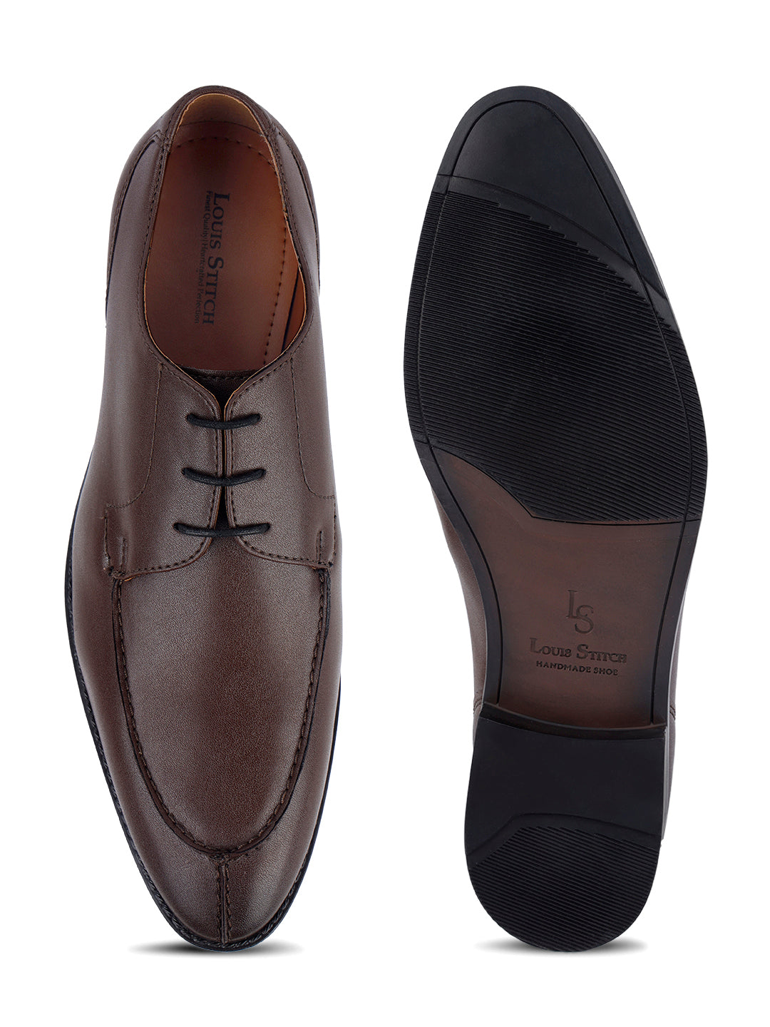 Brunette Brown Handcrafted Derby Laceups Shoes