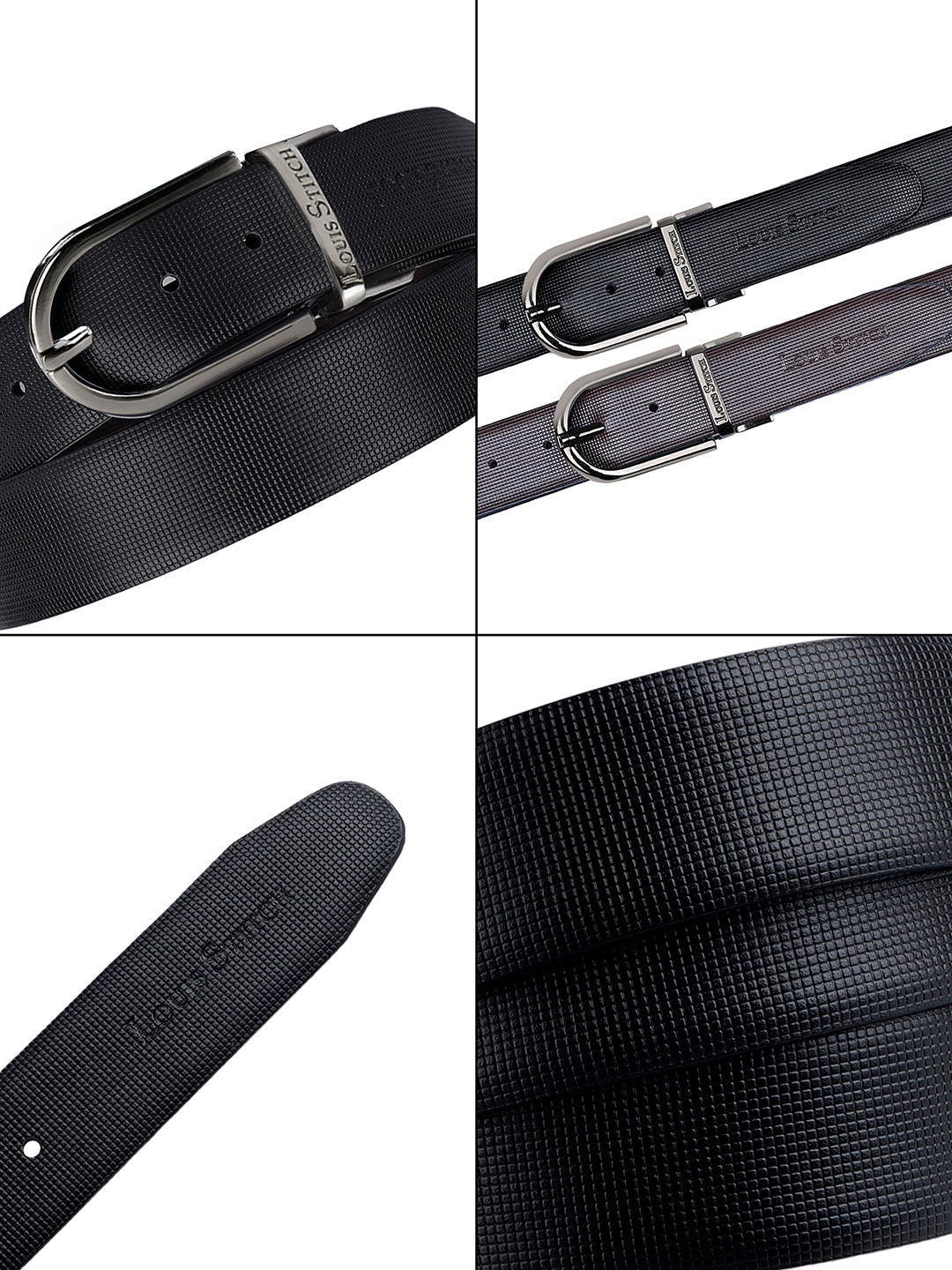 Men's Black & Brown Formal Italian Leather Reversible Belt For Men