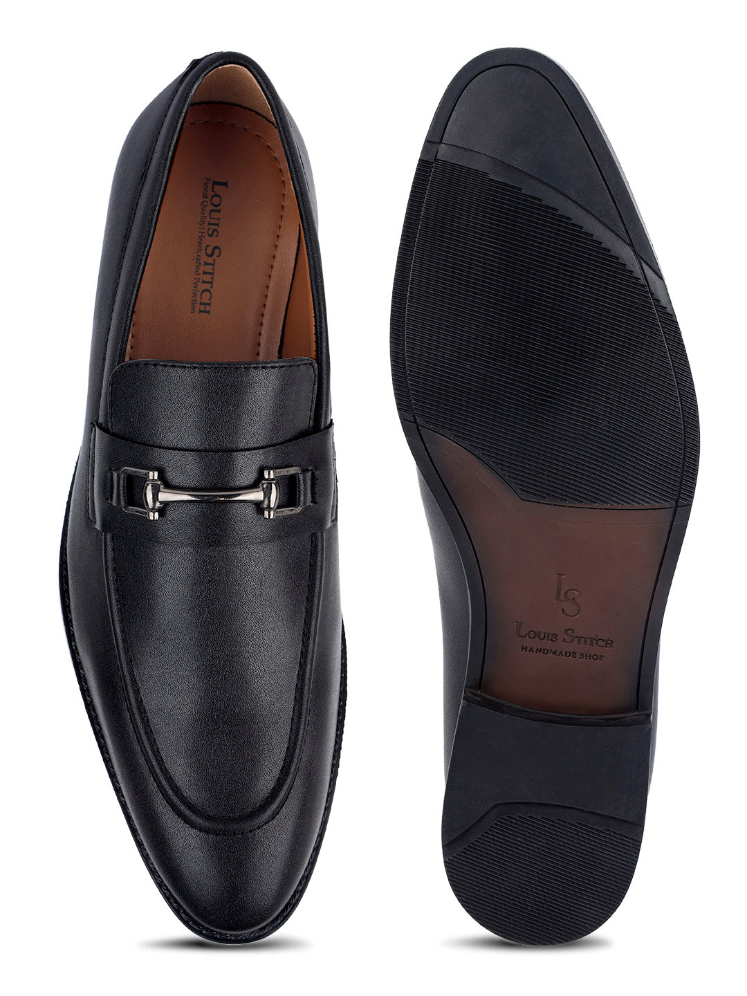 Obsidian Black Shoes Slipon Style Comfortable Moccasins with Buckle