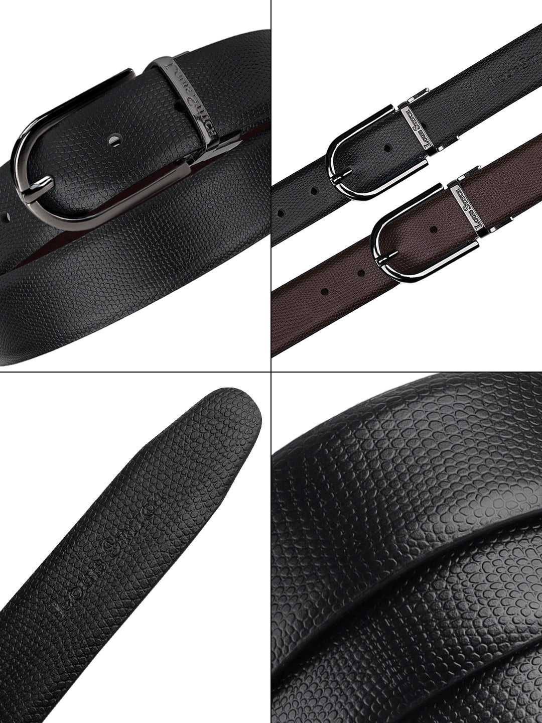 Men's Black & Brown Formal Italian Leather Reversible Belt For Men