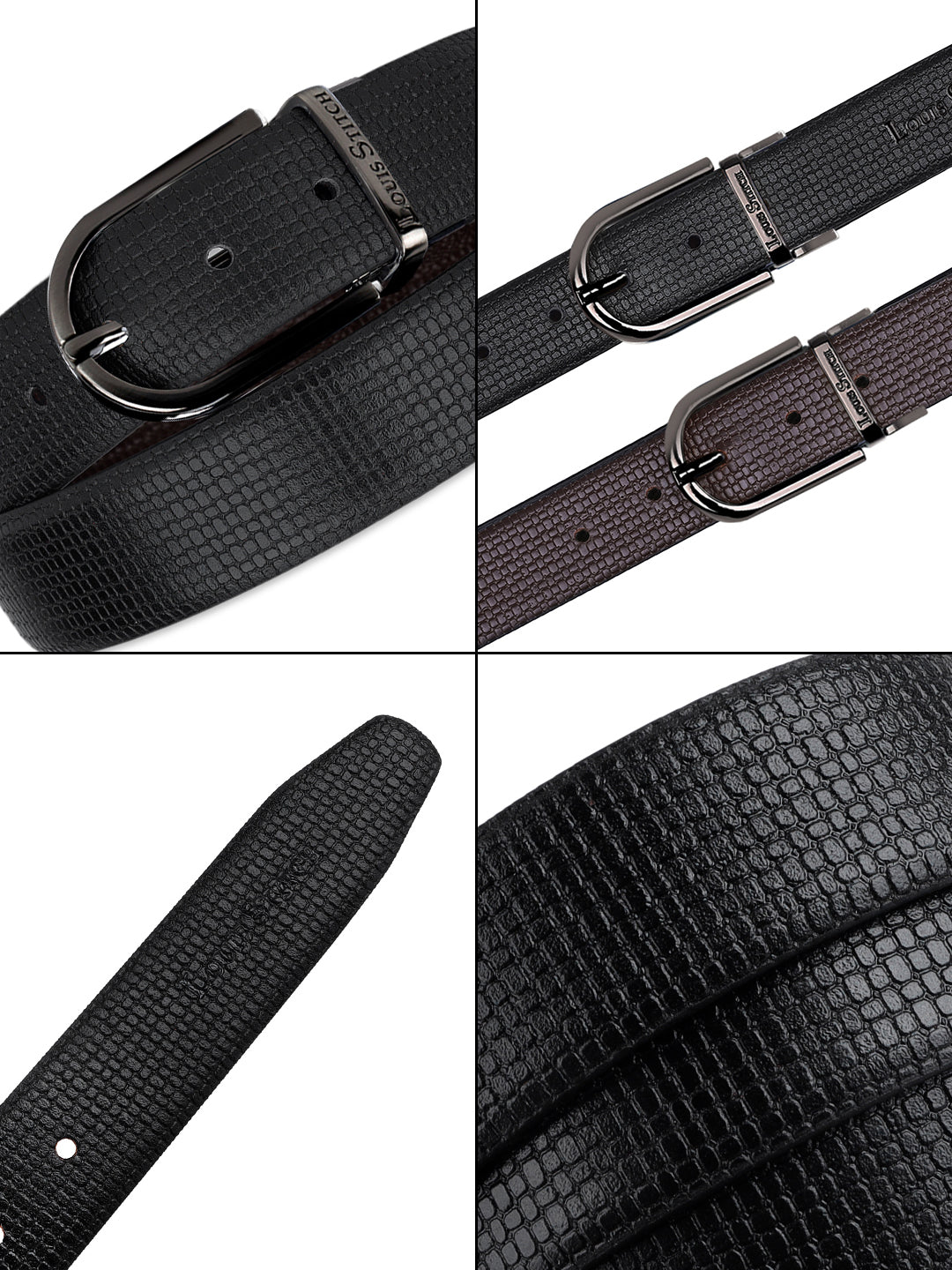 Men's Black & Brown Formal Italian Leather Reversible Belt For Men