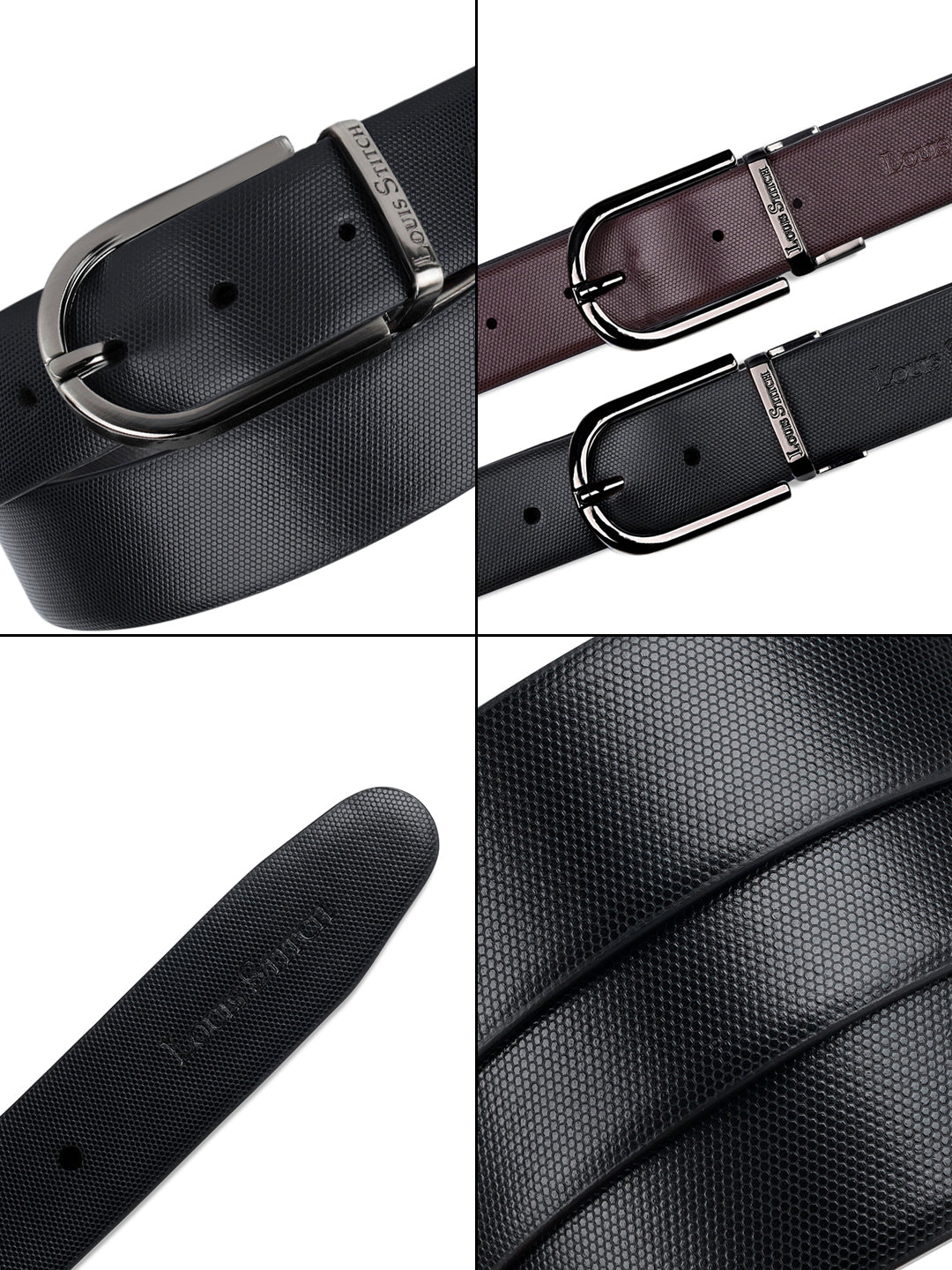 Men's Black & Brown Formal Italian Leather Reversible Belt For Men