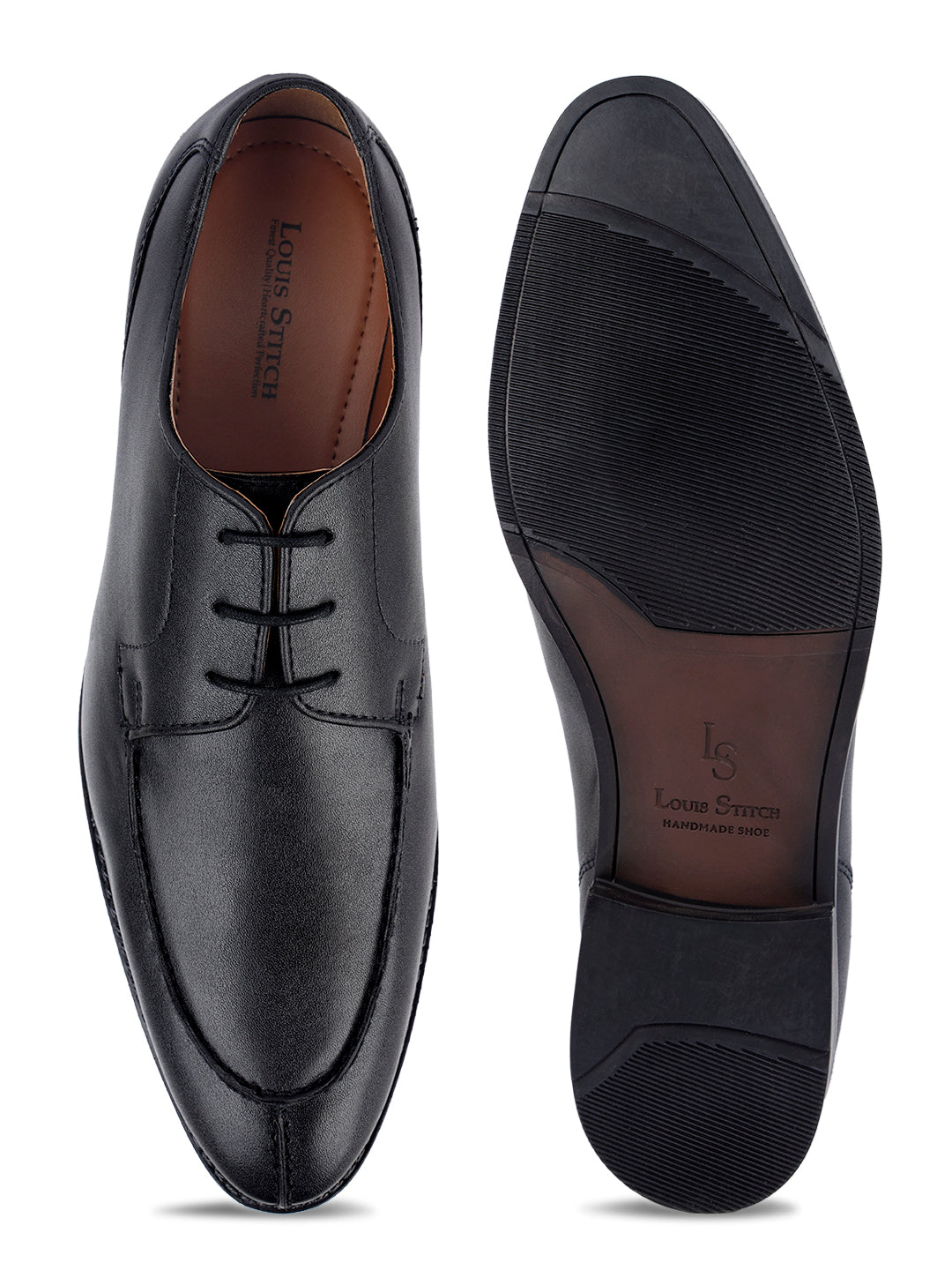 Jet Black Handcrafted Derby Laceups Shoes