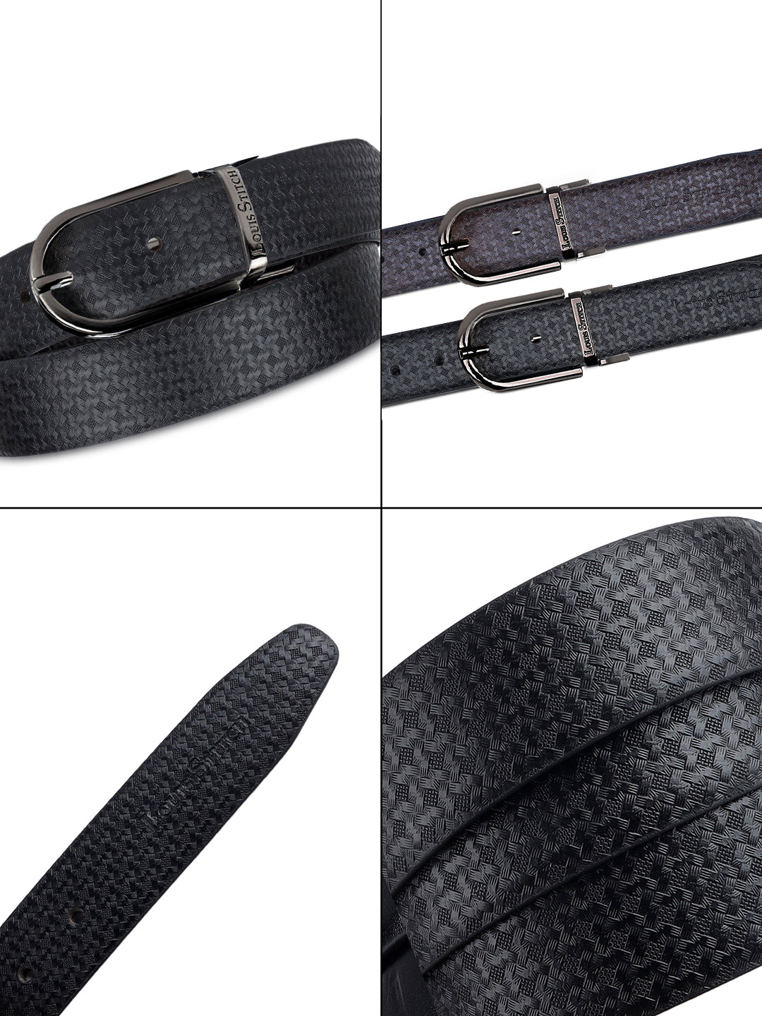 Men's Black & Brown Formal Italian Leather Reversible Belt For Men