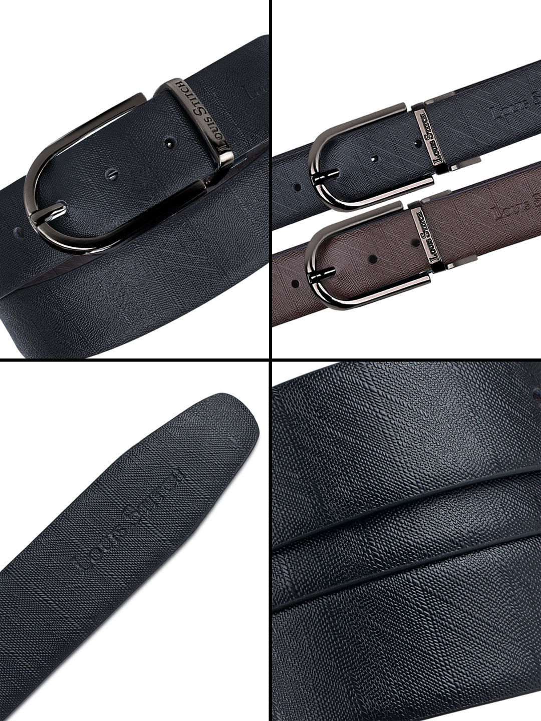 Men's Black & Brown Formal Italian Leather Reversible Belt For Men