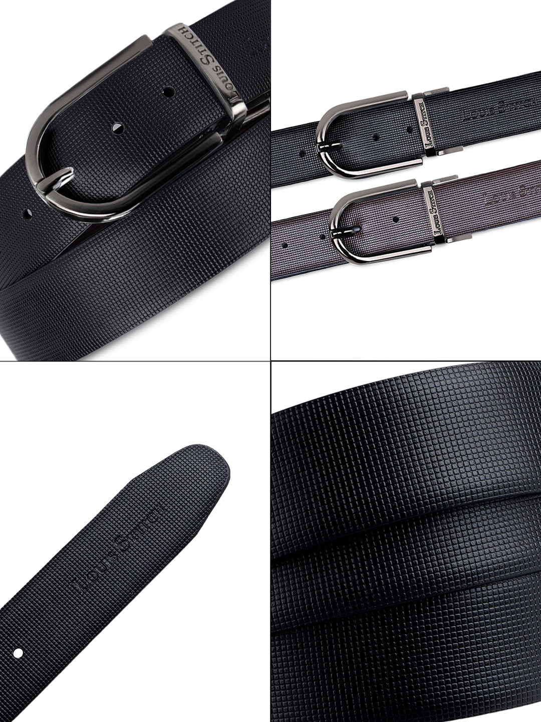 Men's Black & Brown Formal Italian Leather Reversible Belt For Men