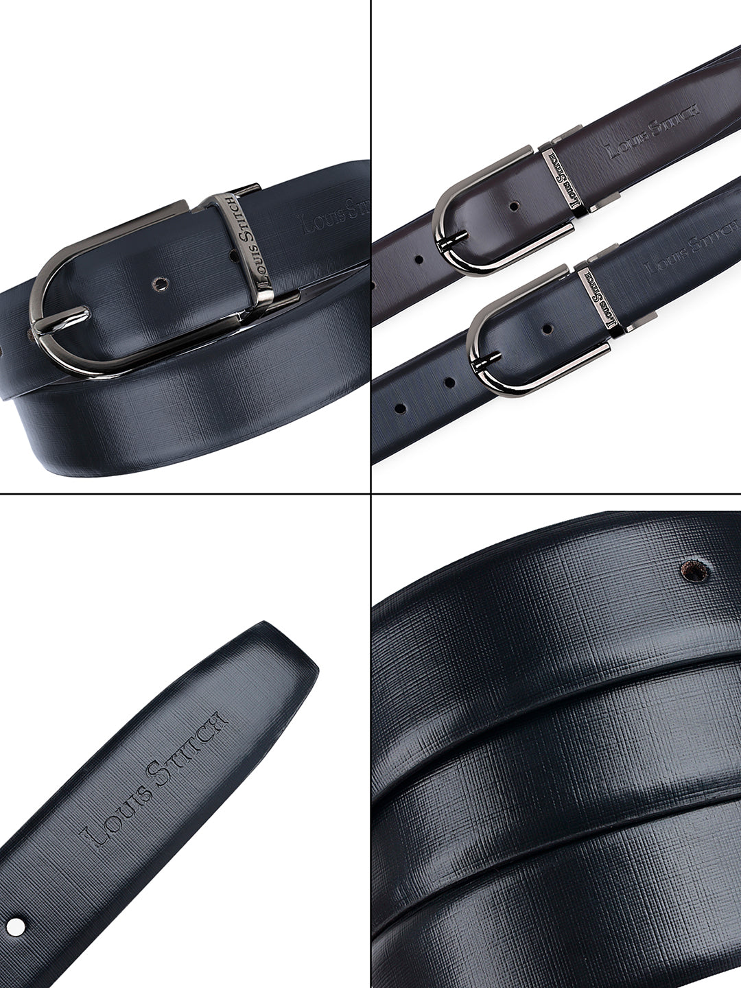 Men's Black & Brown Formal Italian Leather Reversible Belt For Men