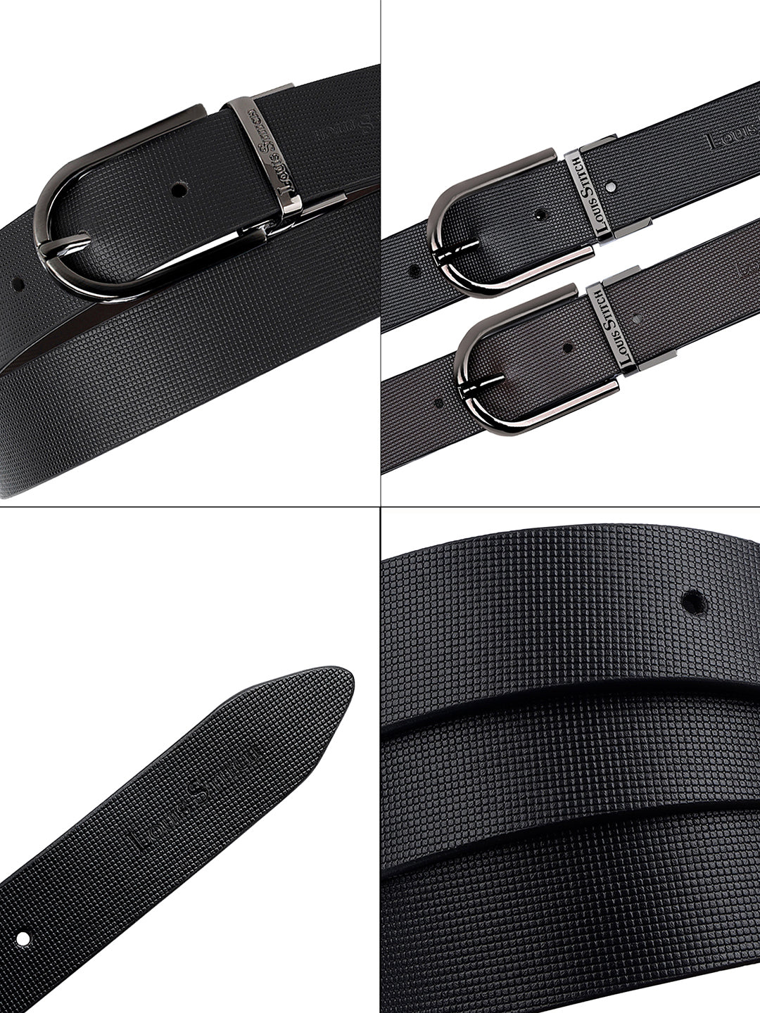 Men's Black & Brown Formal Italian Leather Reversible Belt For Men