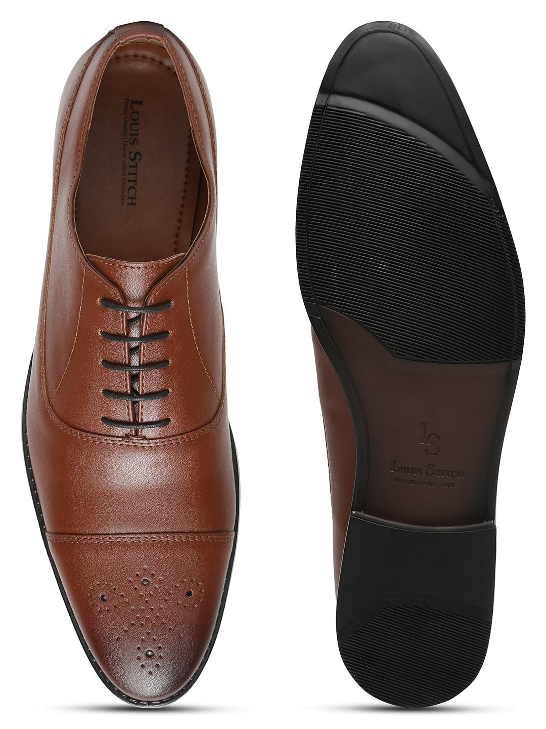 Russet Tan Handcrafted Captoe Style Comfortable Laceups Shoes