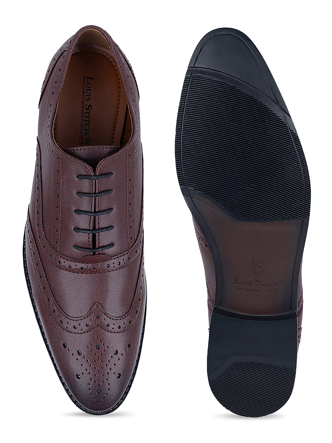 Rosewood Wingtip Brogue Style Comfortable Formal Lace Up Shoes