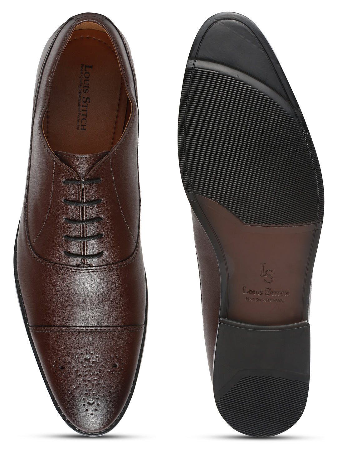 Brunette Brown Handcrafted Captoe Style Comfortable Laceups Shoes