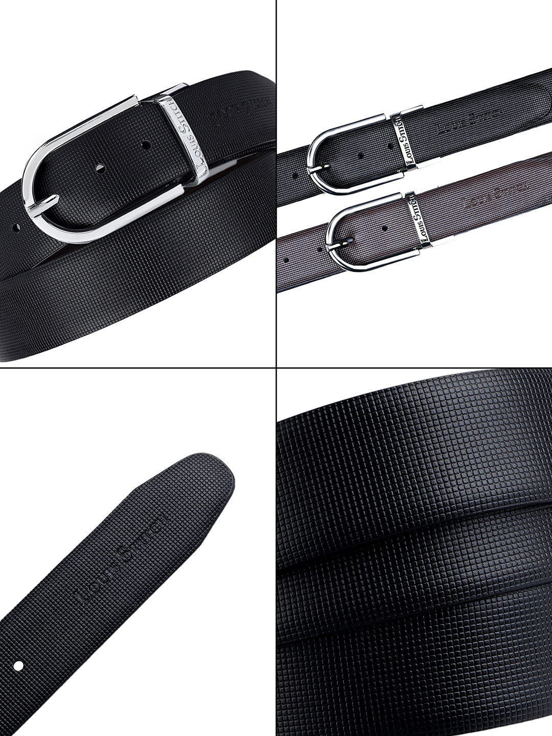 Men's Black & Brown Formal Italian Leather Reversible Belt For Men