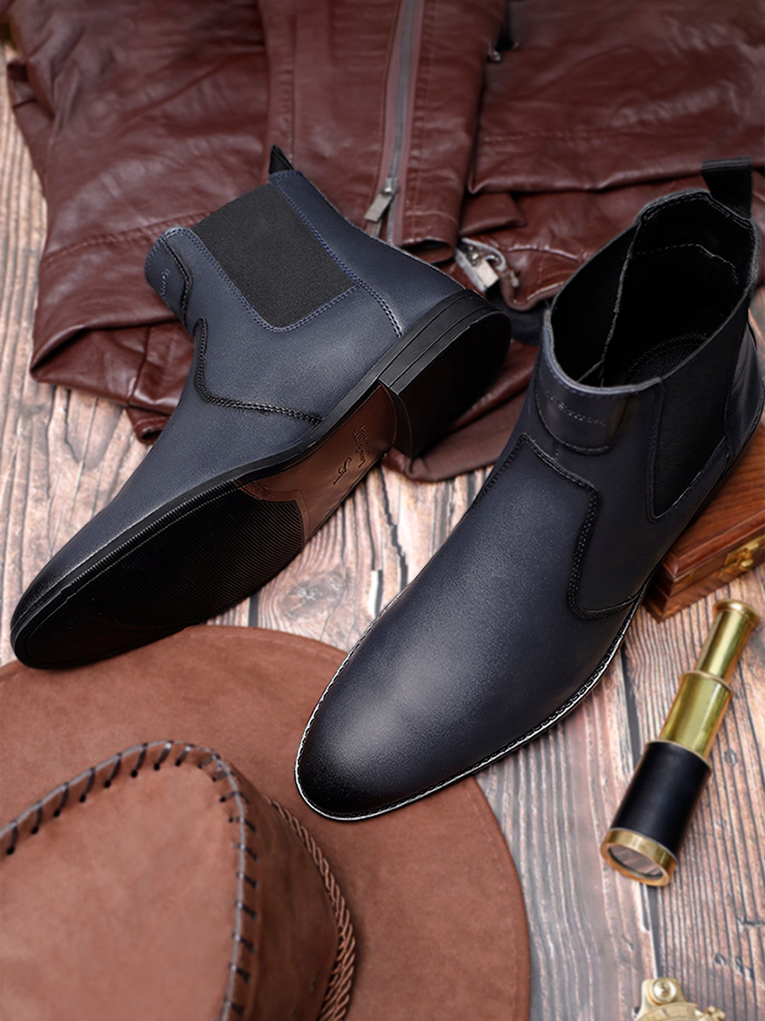 Federal Blue Dual Tone Handcrafted Chelsea Boots