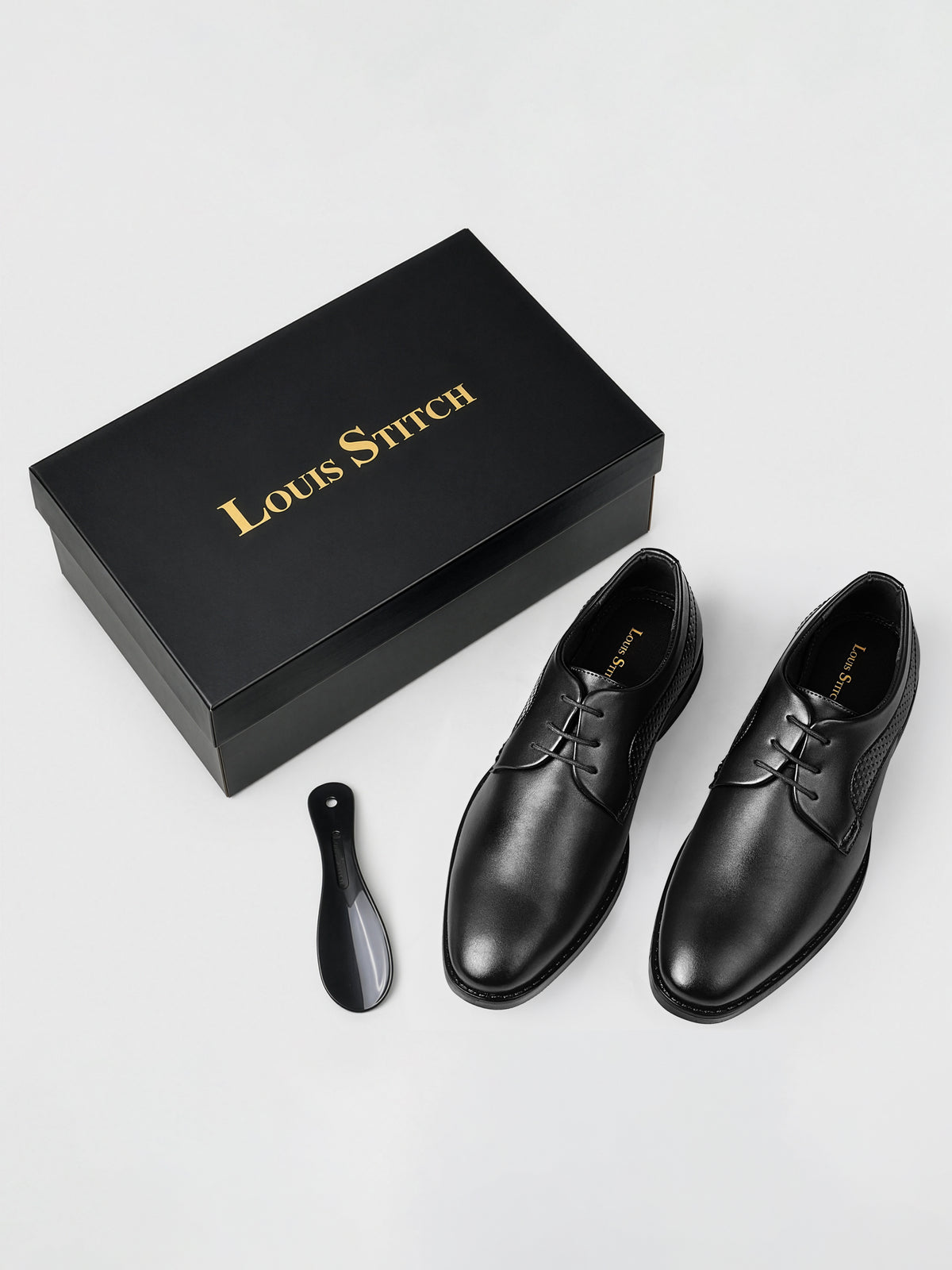 Jet Black Formal Derby Lace-Up Shoes