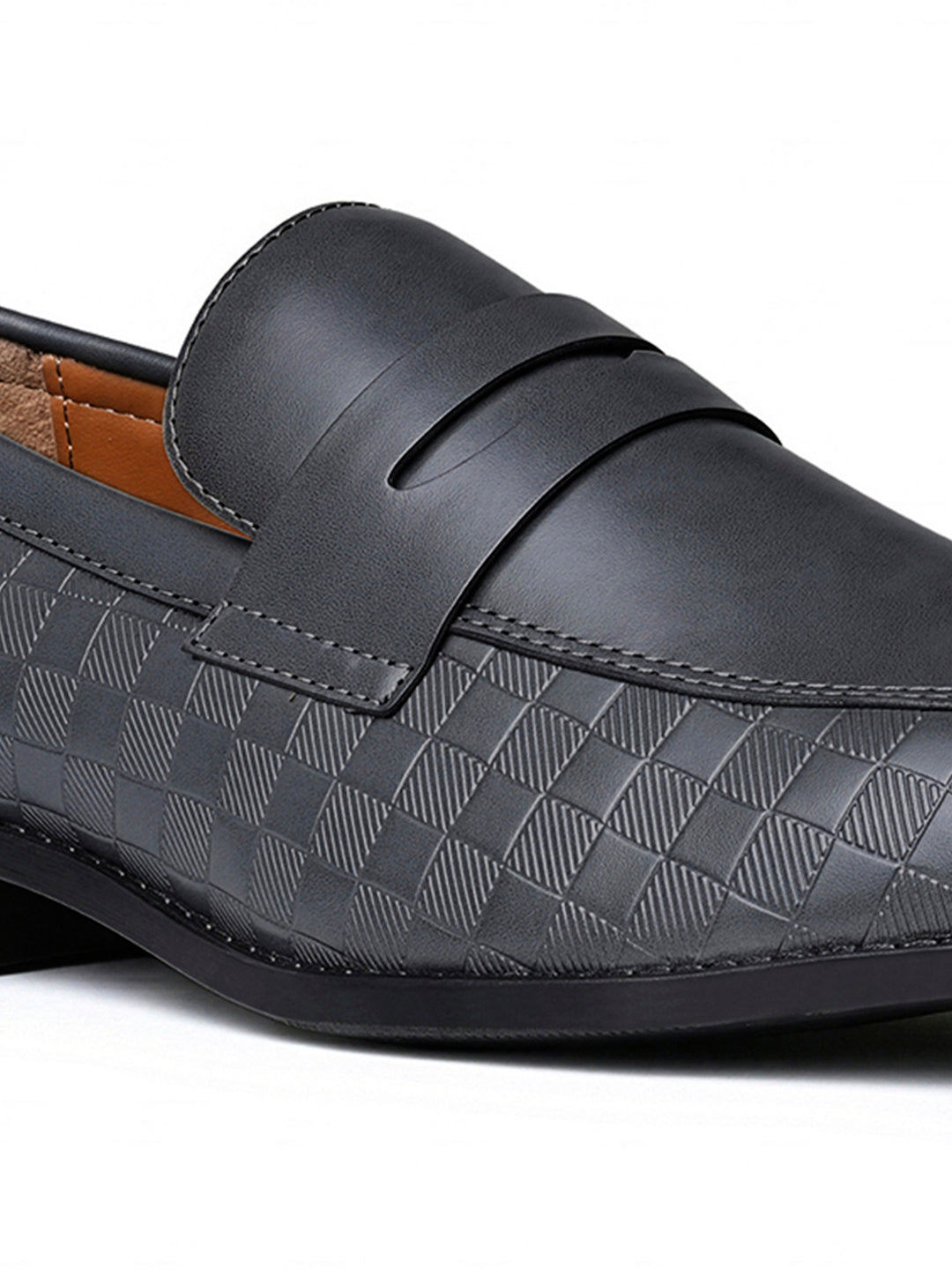 Ash Grey Handcrafted Embossed Moccasin Slipon