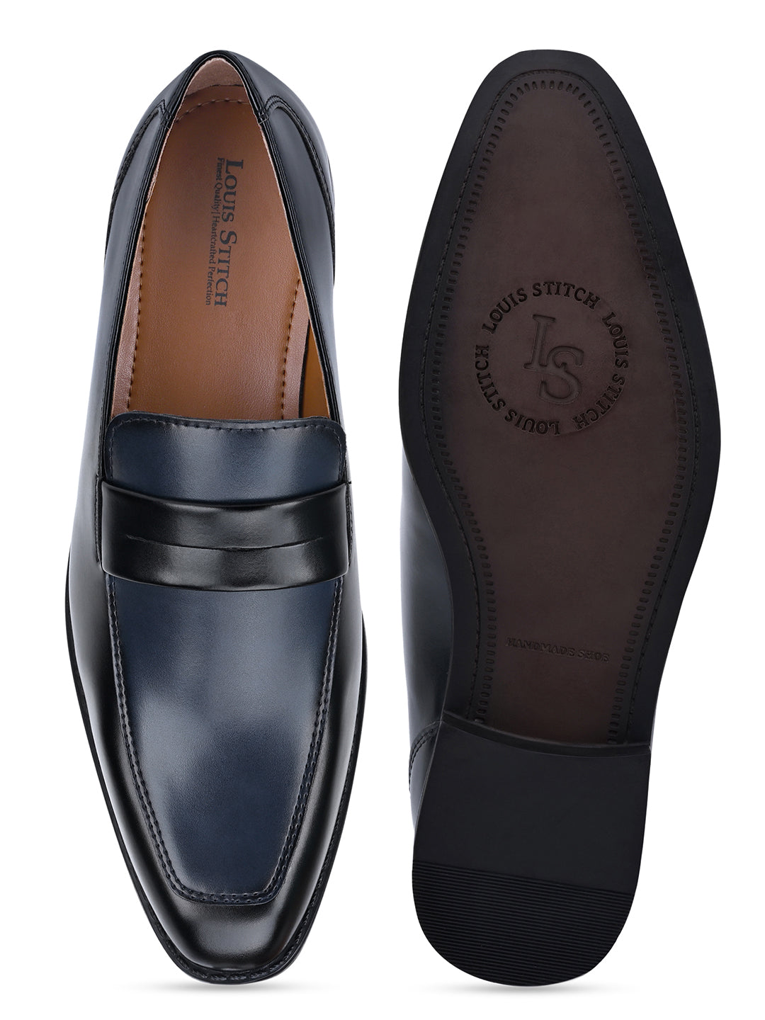 Black and Blue Handcrafted Dual Tone Moccasins Slipon