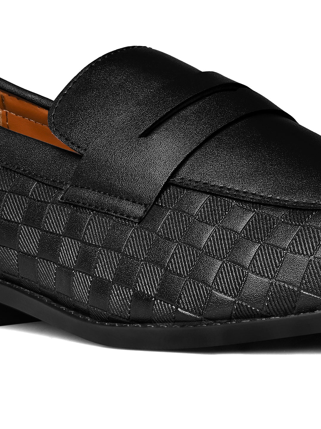 Jet Black Handcrafted Embossed Moccasin Slipon