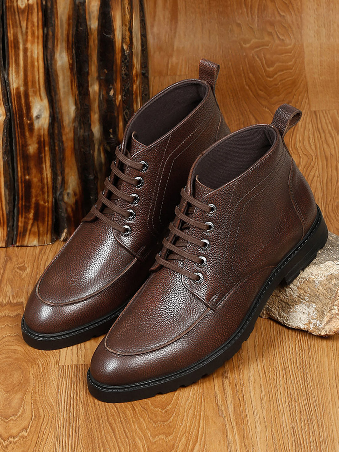 Brunette Brown Handcrafted Italian Leather High Ankle Chukka Boots