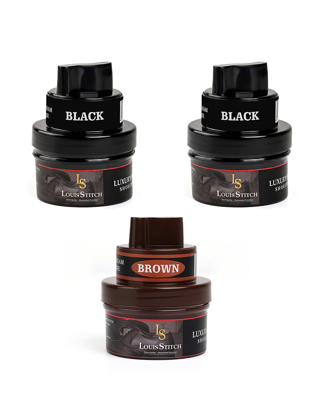 Black & Brown Leather Shoe Cream with Applicator - Best for Shoes and other leather articles (Pack of 3)