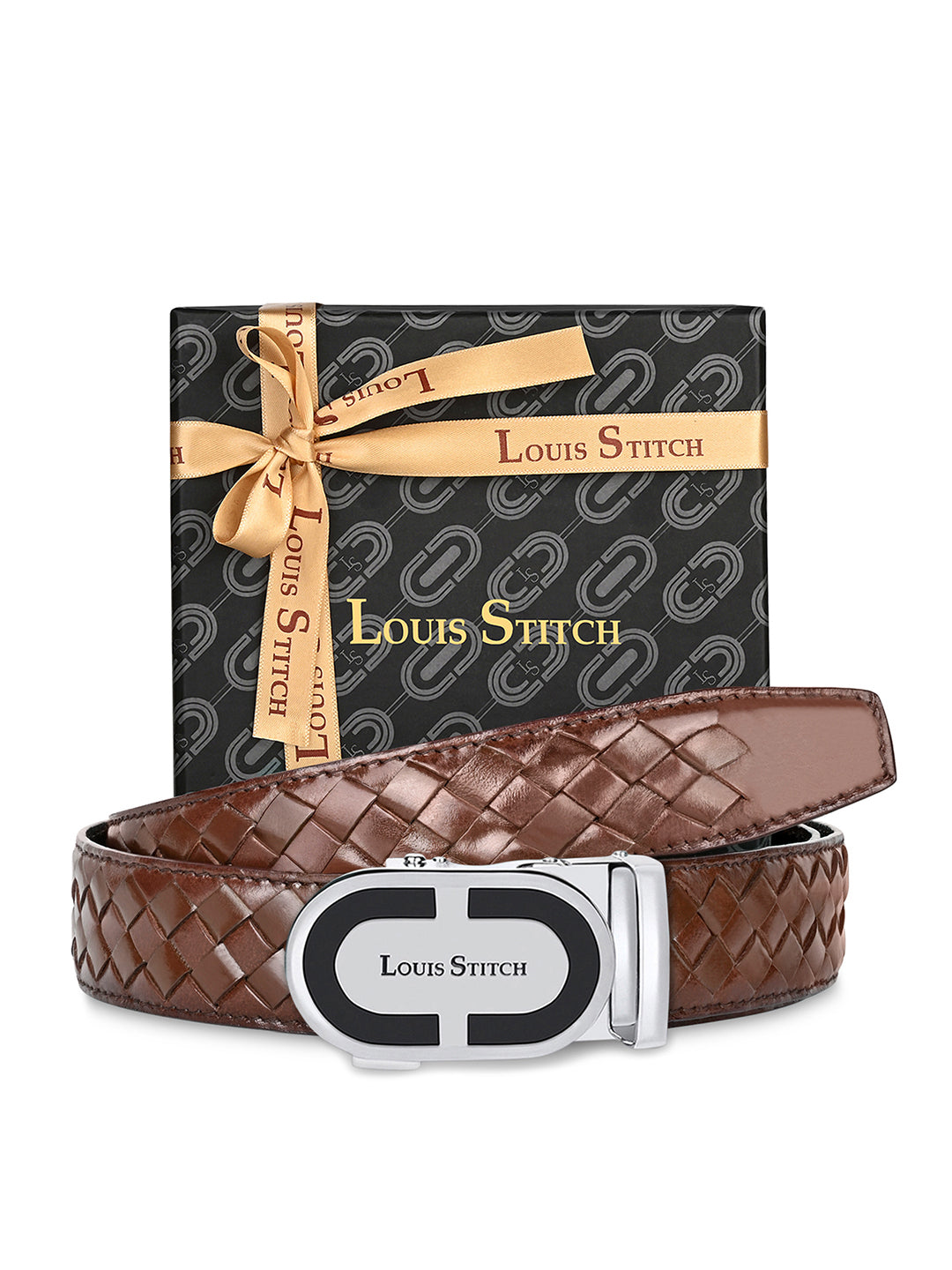 Premium VT Leather Men's Chrome Buckle Auto Lock Belt