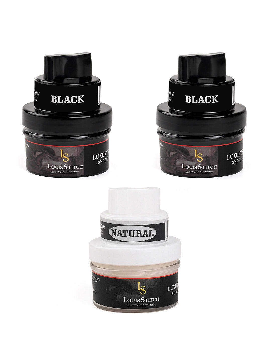Black and Neutral Leather Shoe Cream with Applicator For Leather items