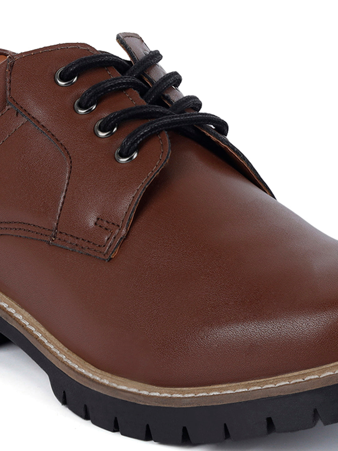 Tan Handcrafted Derby Lace Up Boots