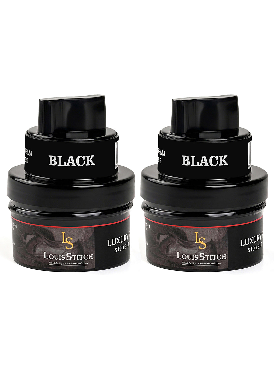 Black Leather Shoe Cream with Applicator - Best for Shoes and other leather articles (Pack of 2)