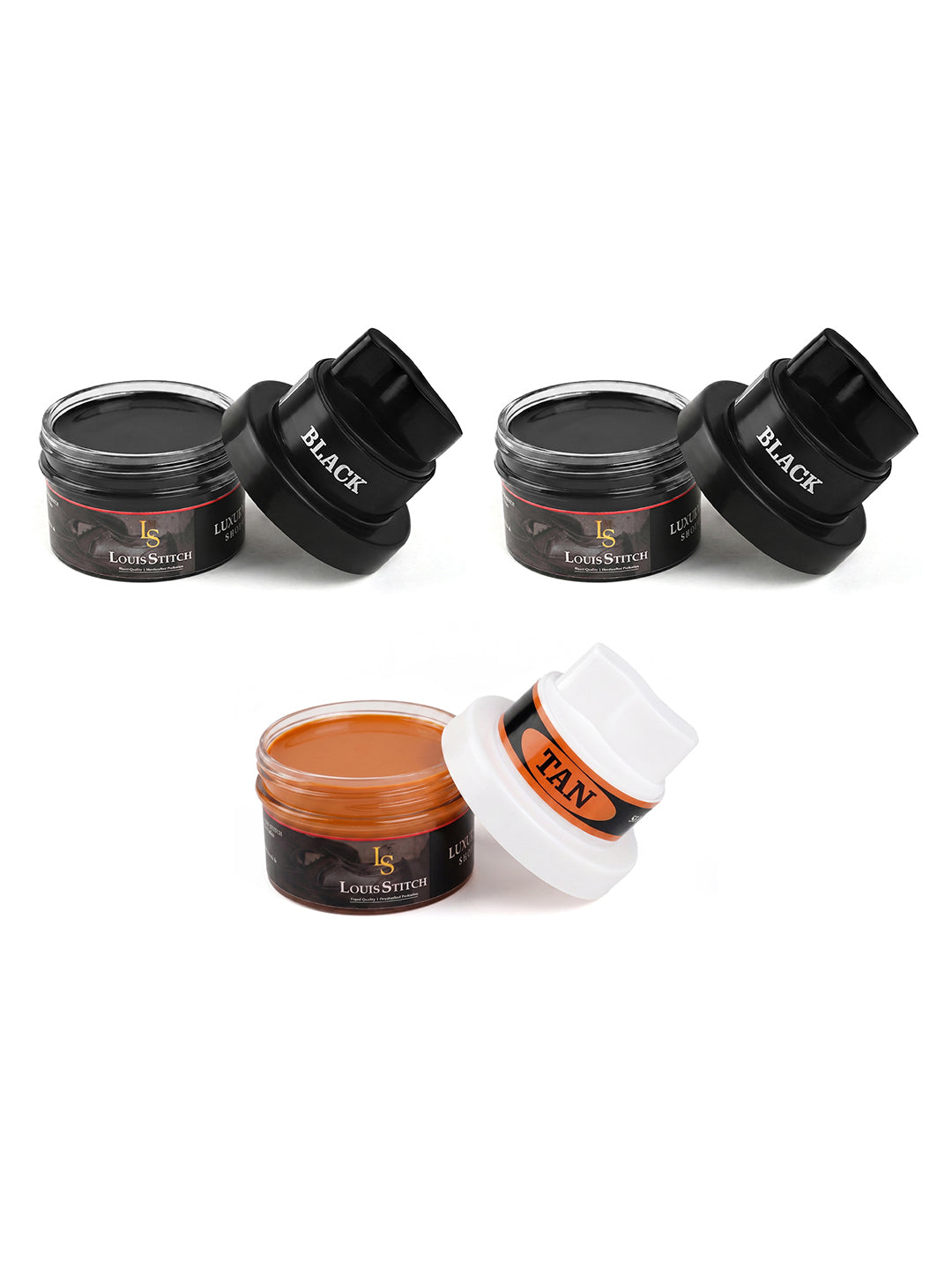 Black and Tan Leather Shoe Cream with Applicator For Leather items