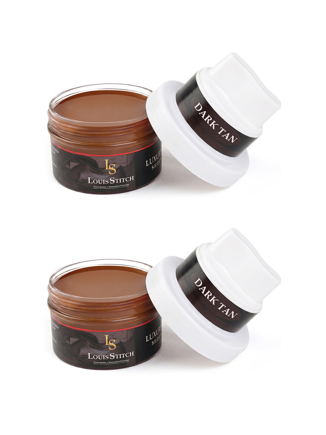 Dark Tan Leather Shoe Cream with Applicator - Best for Shoes and other leather articles (Pack of 2)