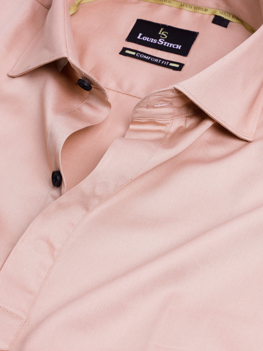 Regular Fit Semi Formal Solid Pink Shirt For Men