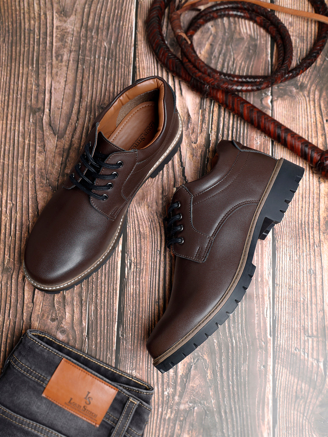 Brunette Brown Handcrafted Derby Lace Up Boots