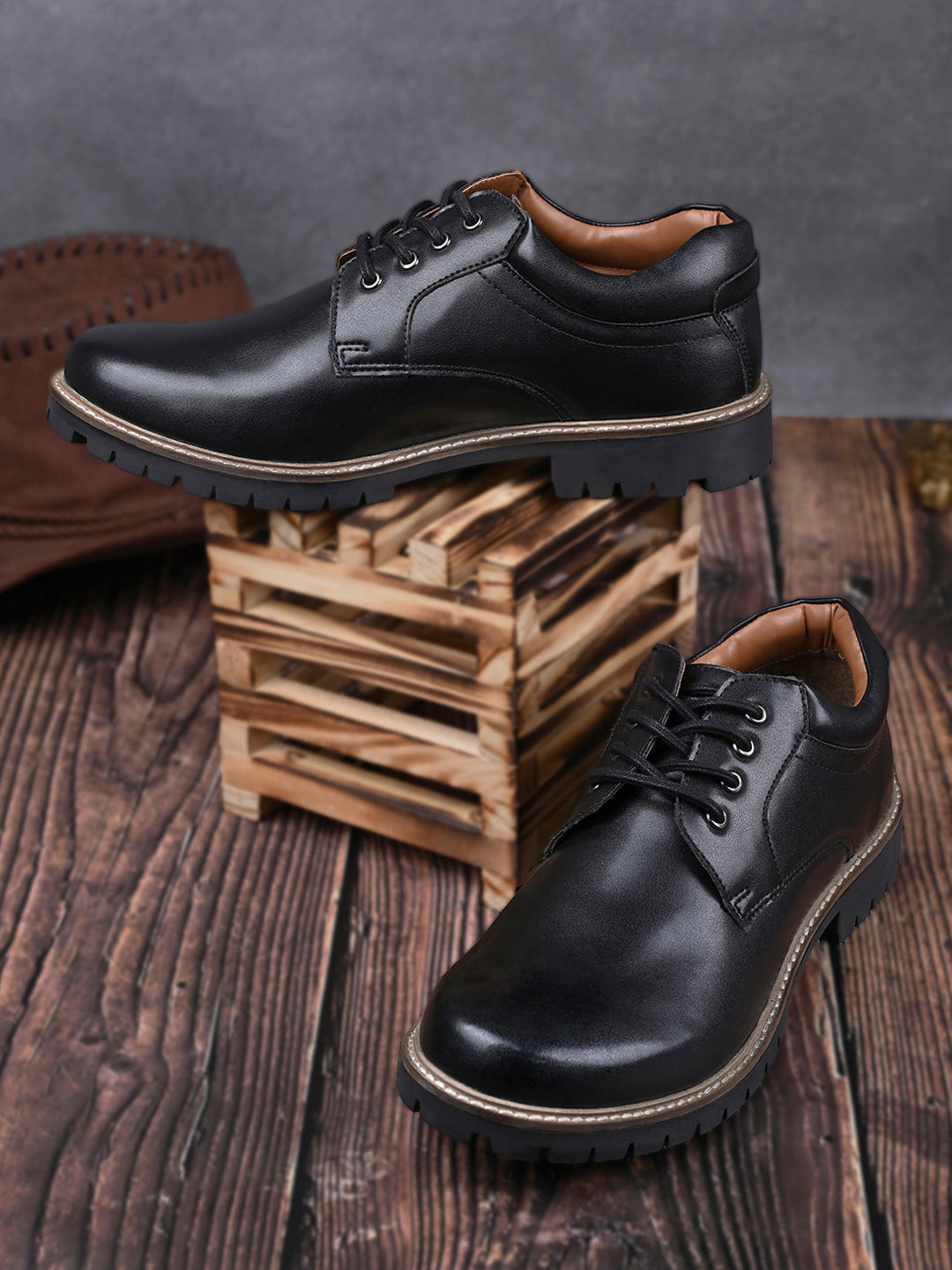 Jet Black Handcrafted Derby Lace Up Boots