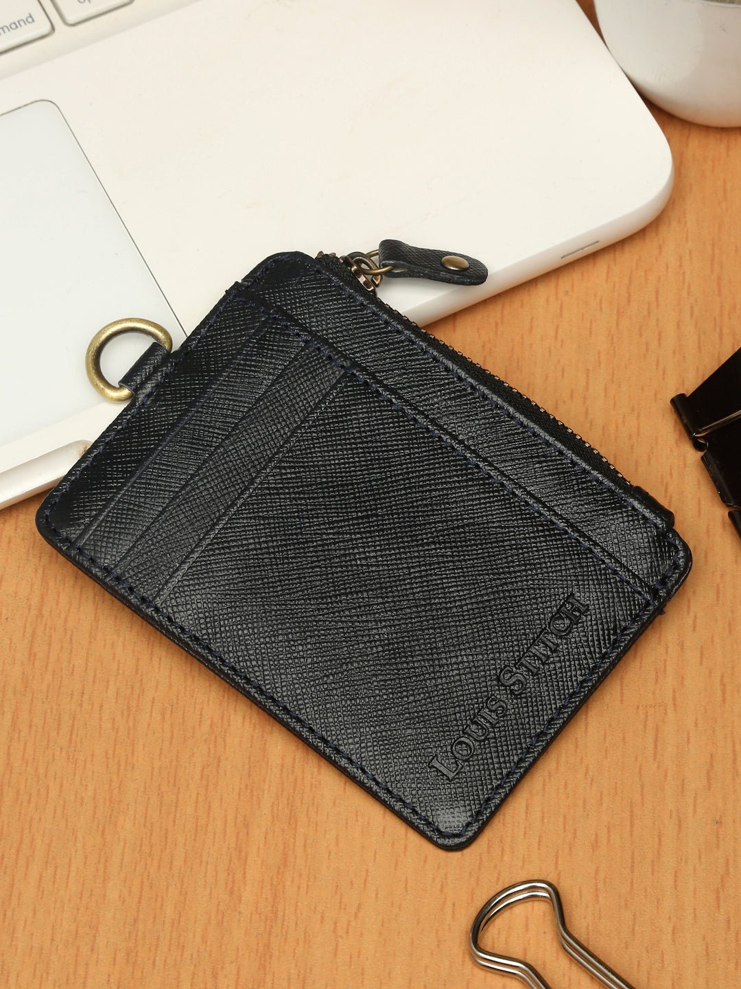 Denim Blue Italian Saffiano Leather Wallet