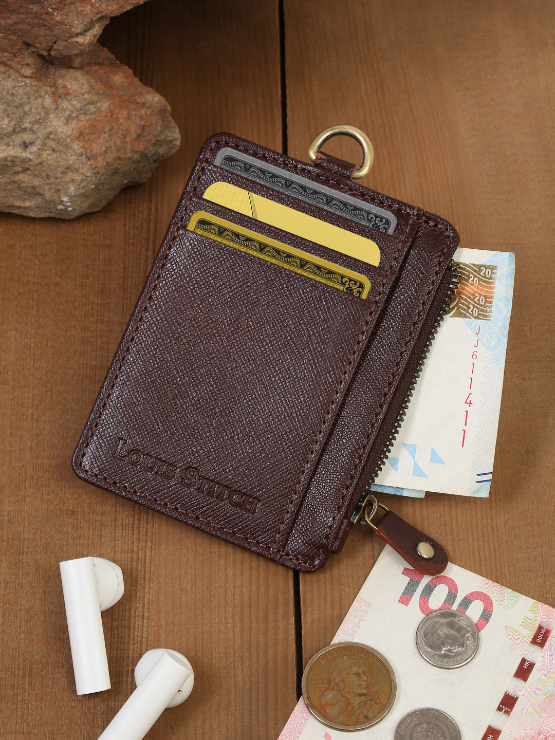 Rosewood Italian Saffiano Leather Wallet